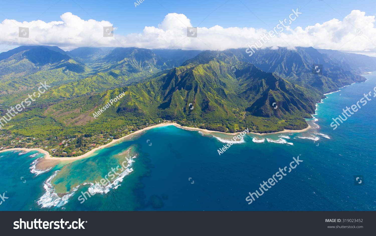 Breathtaking Aerial View From Helicopter At Kauai Island, Hawaii Stock ...