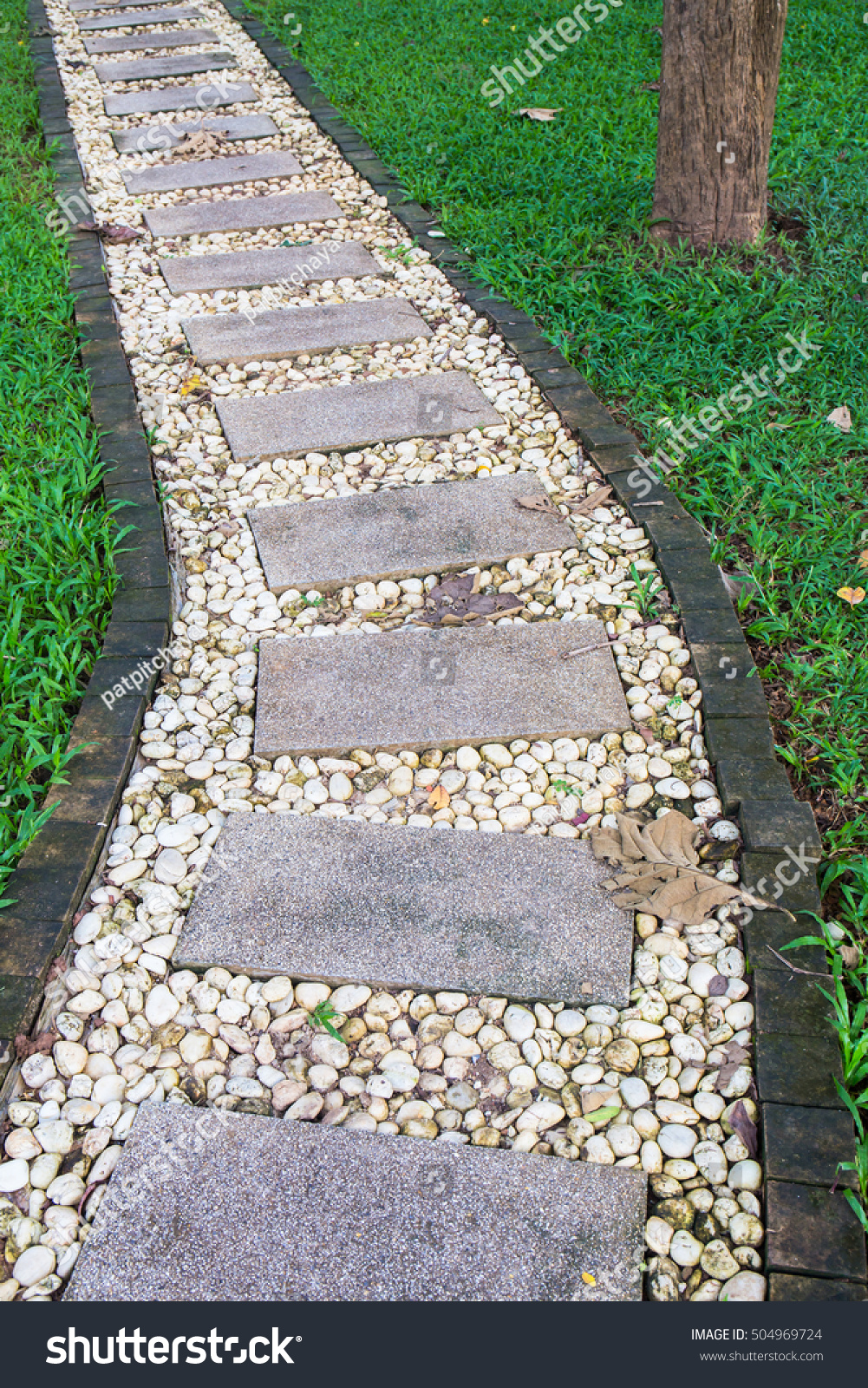 Brick Pebbles Walkway Garden Stock Photo 504969724 - Shutterstock