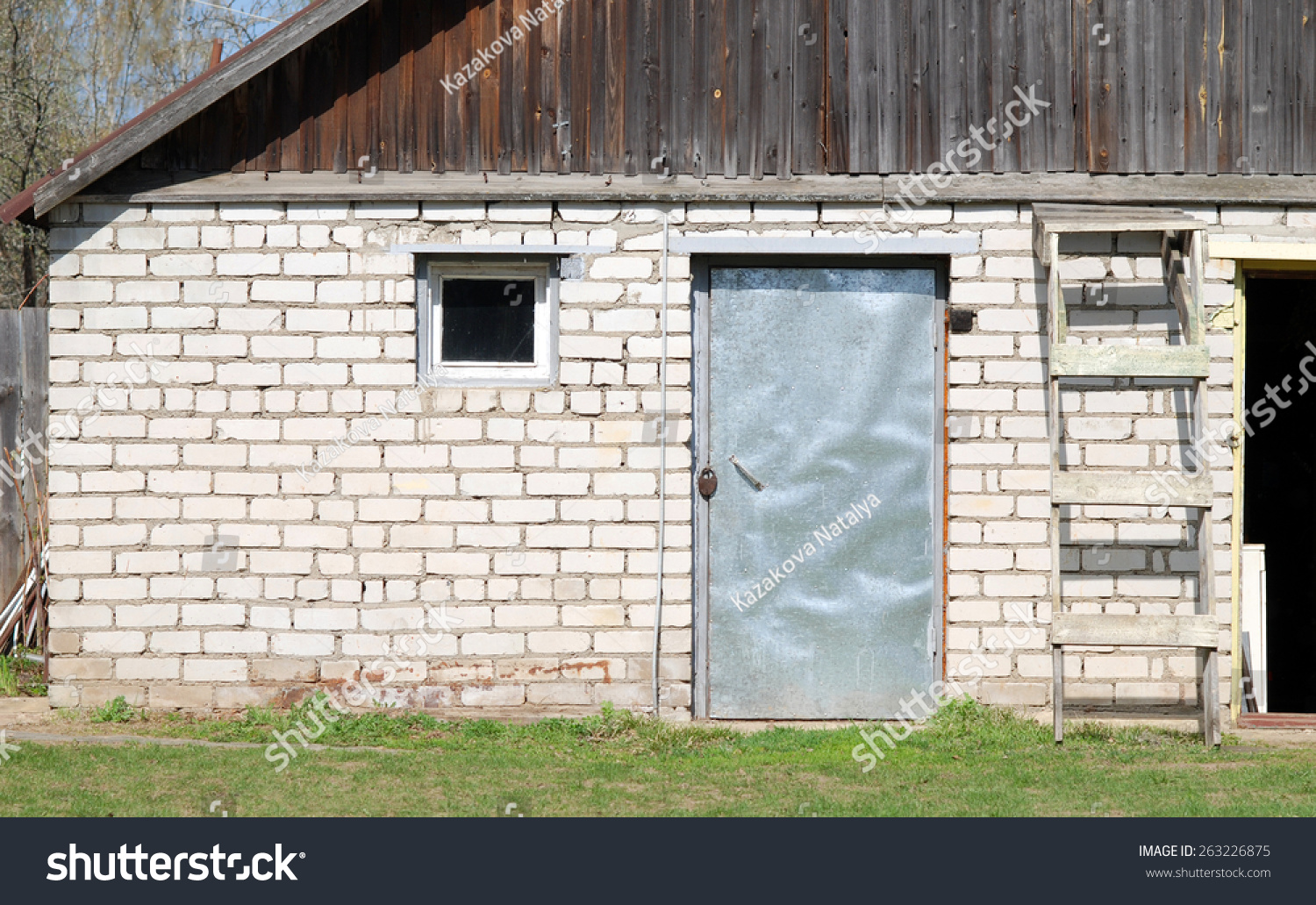 Brick Shed Door Window Stock Photo Edit Now 263226875