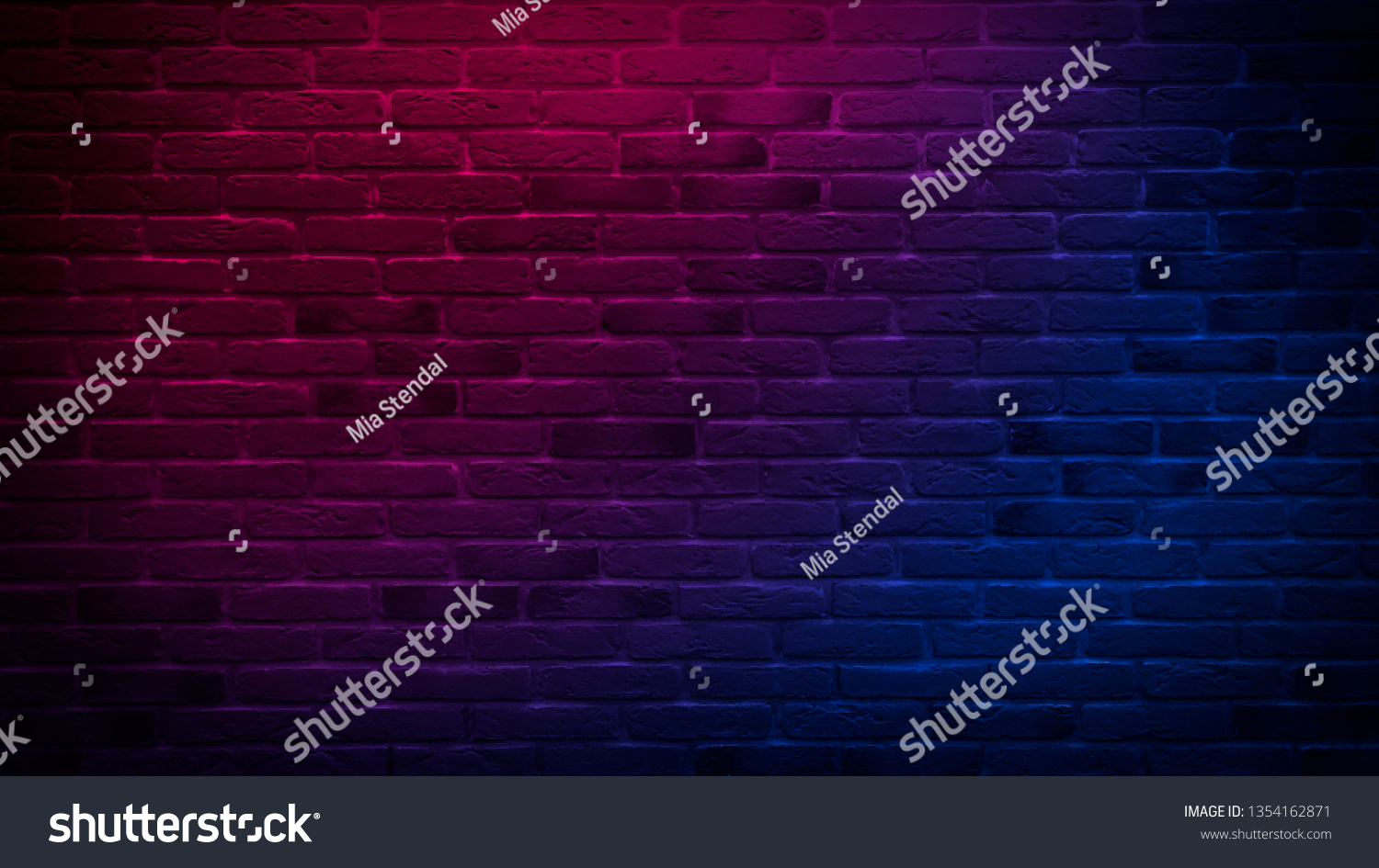 Brick Wall Background Neon Red Blue Stock Photo (Edit Now) 1354162871