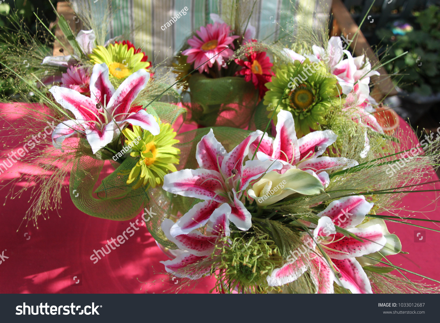 Bridal Bouquets Tiger Lily Green Pink Stock Photo Edit Now 1033012687