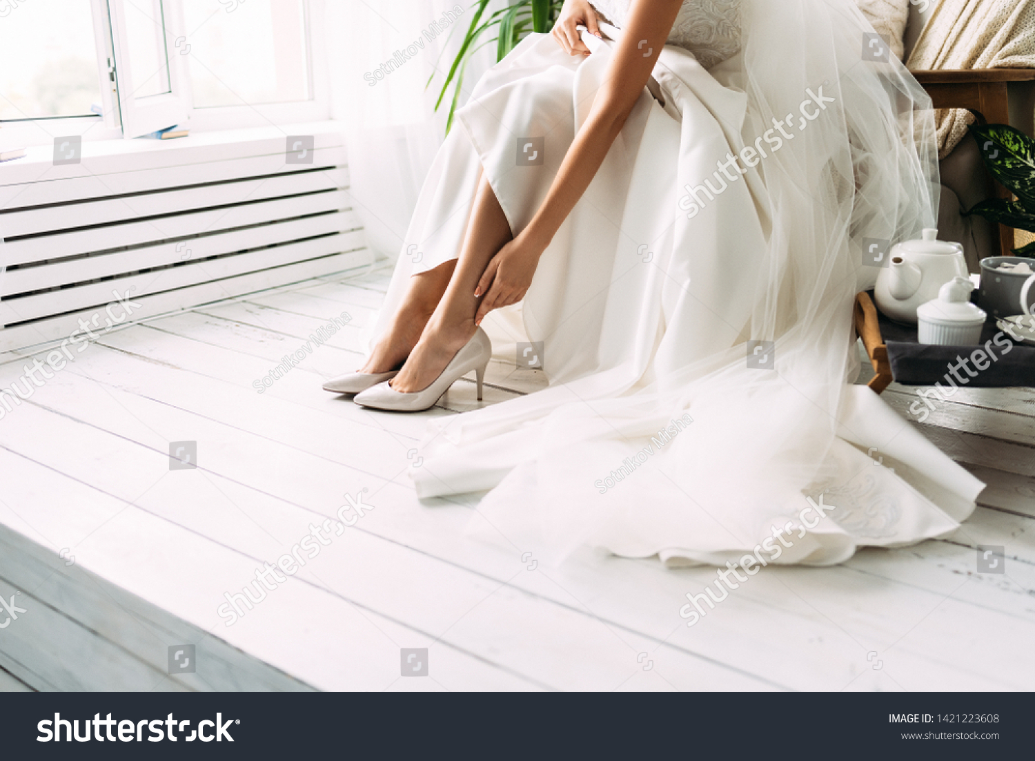 Bride Dresses Shoes Before Wedding Ceremony Stock Photo Edit Now