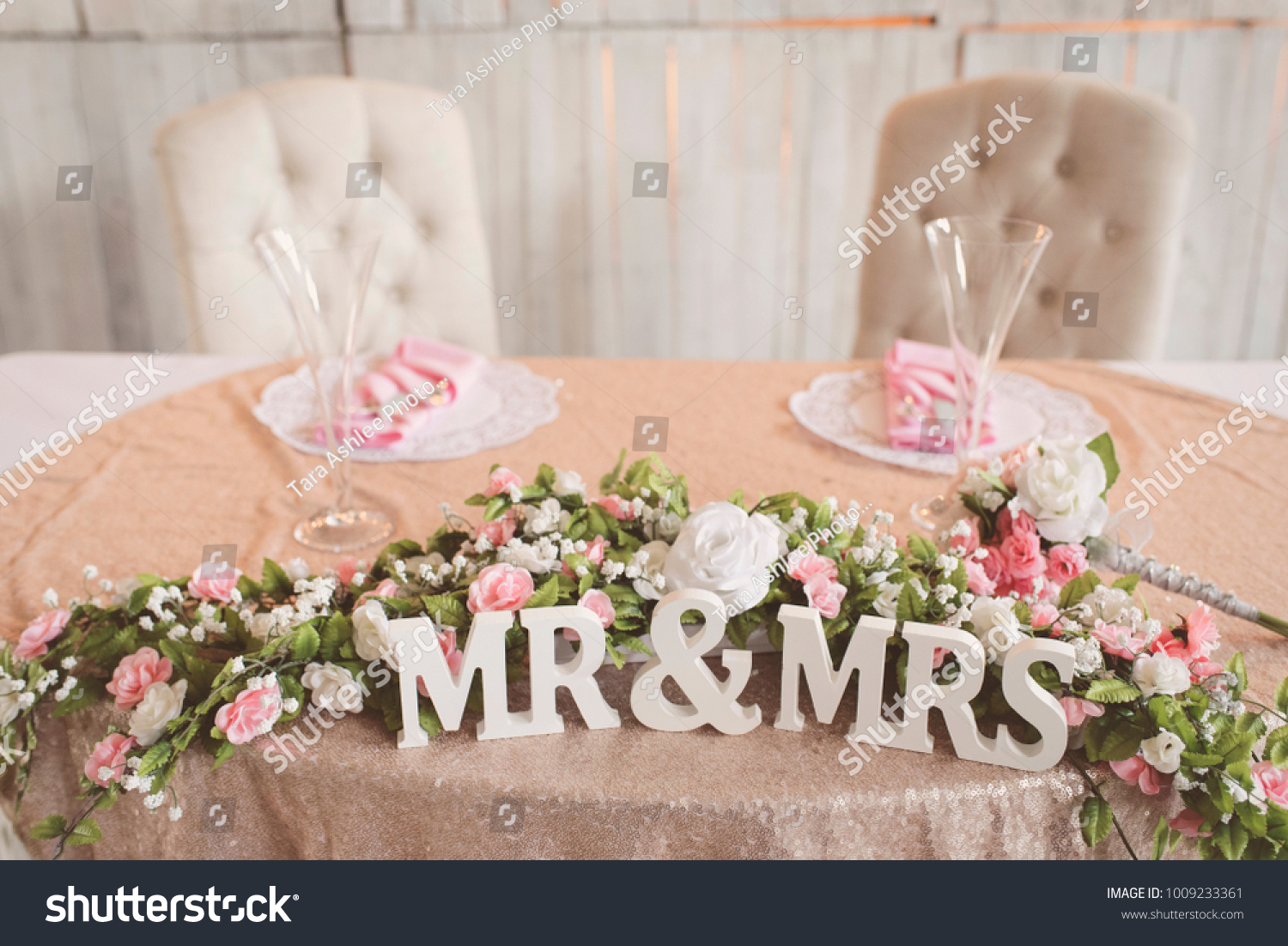 Bride Groom Sweetheart Table Wedding Reception Stock Image