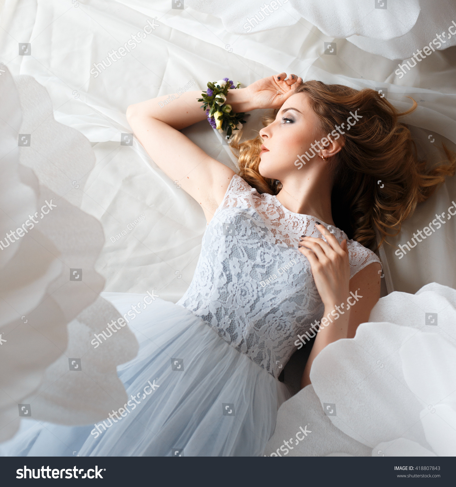 pale blue wedding gown