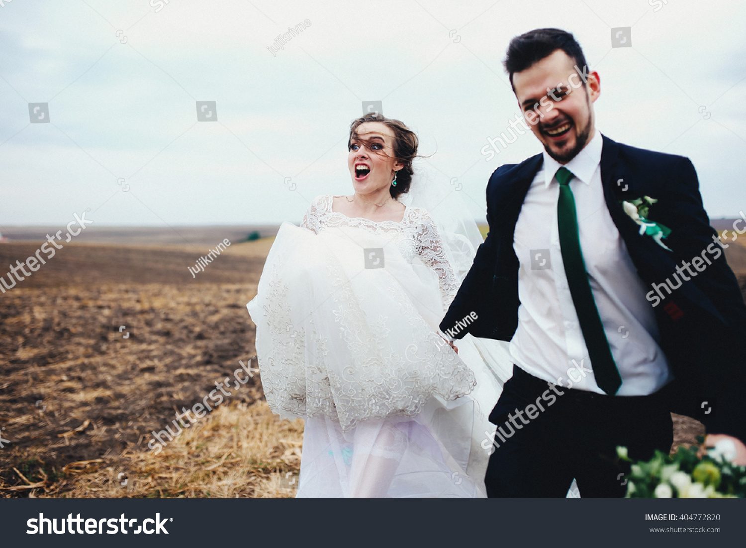 Bride Running Funny Face Stock Photo Edit Now 404772820