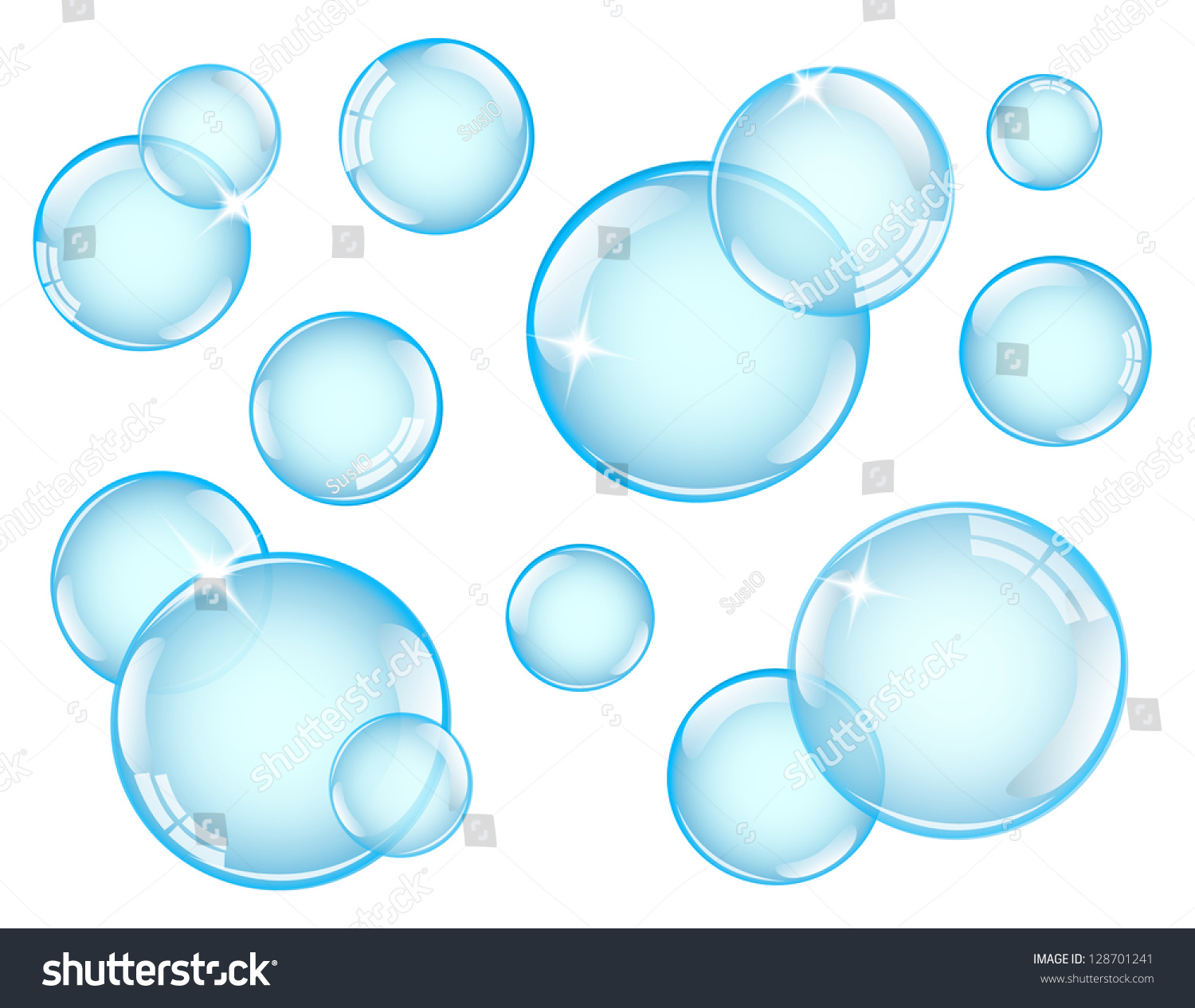 Bright Blue Soap Bubbles On White Background Stock Photo 128701241 ...