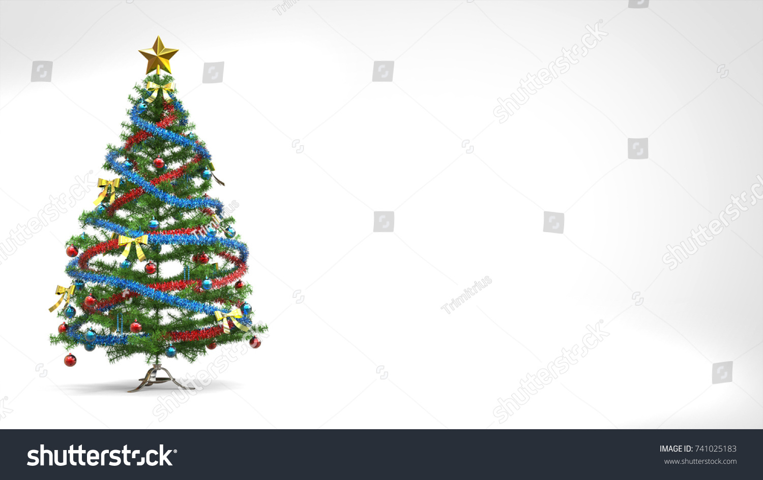 bright christmas tree card template 3 d stock illustration 741025183