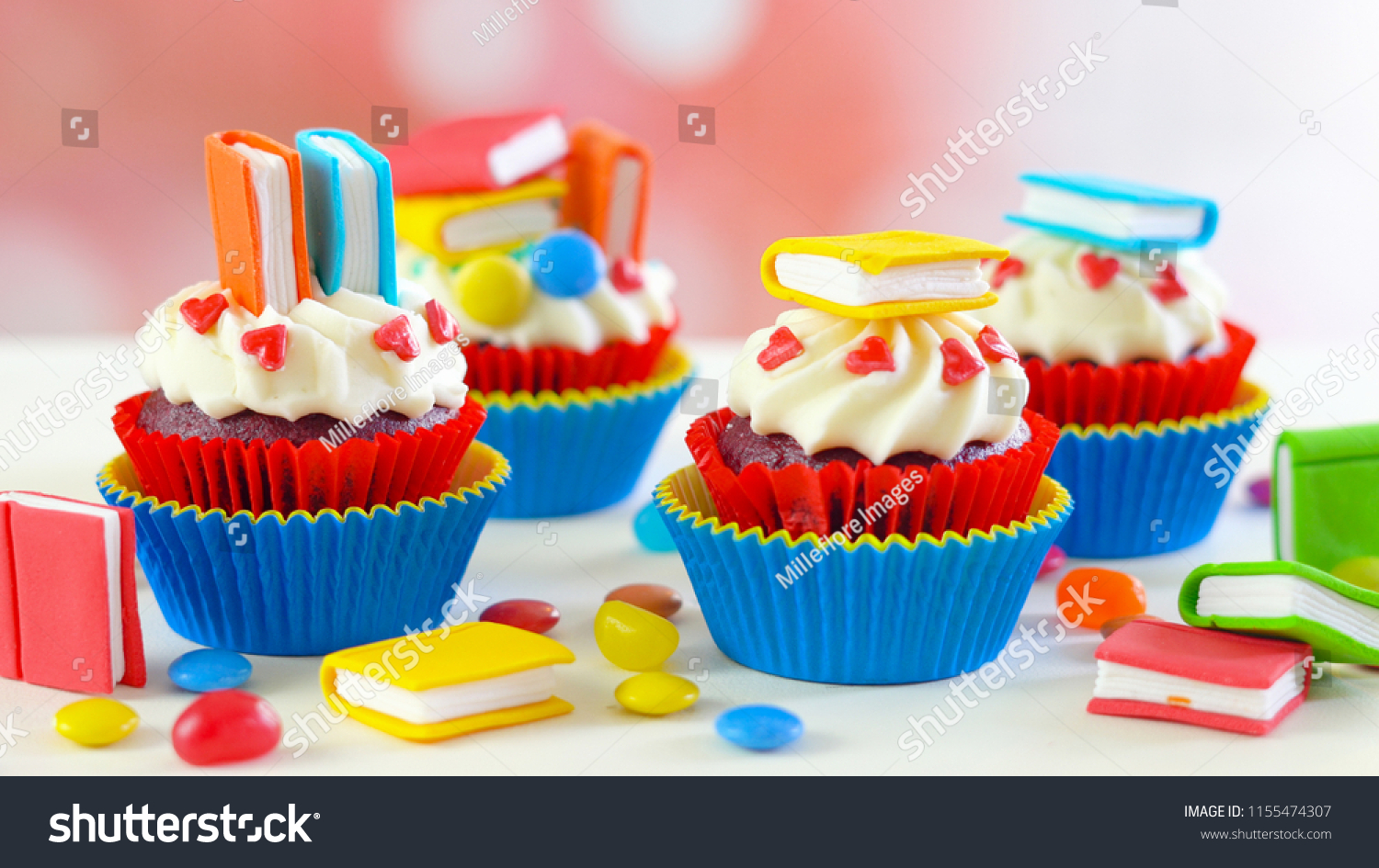 Bright Colorful Back School Theme Cupcakes Stock Image Download Now