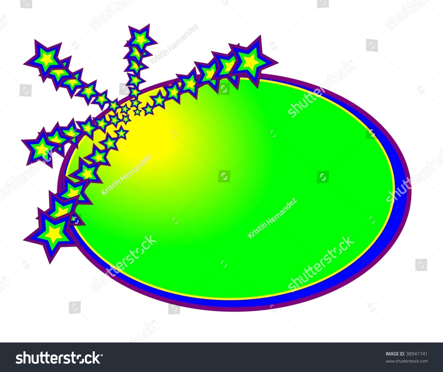 Bright Green Oval Background With Star Burst Rays On Border. Stock ...