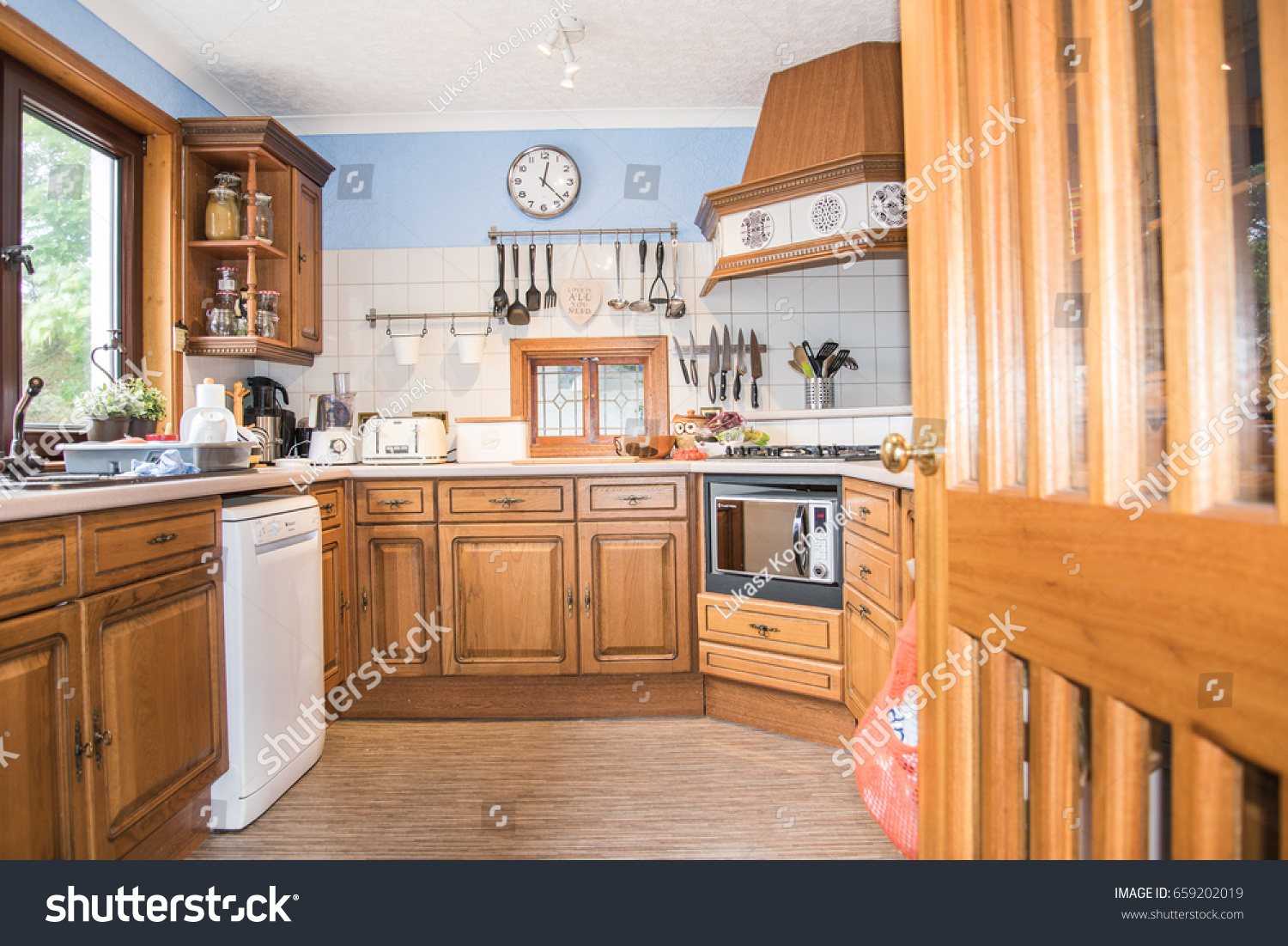 Bright Kitchen Old Fashioned Wooden Kitchen Stock Photo Edit Now 659202019