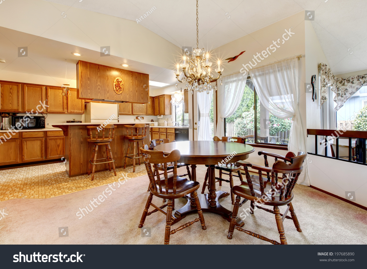 Bright Kitchen Room High Vaulted Ceiling Stock Photo Edit