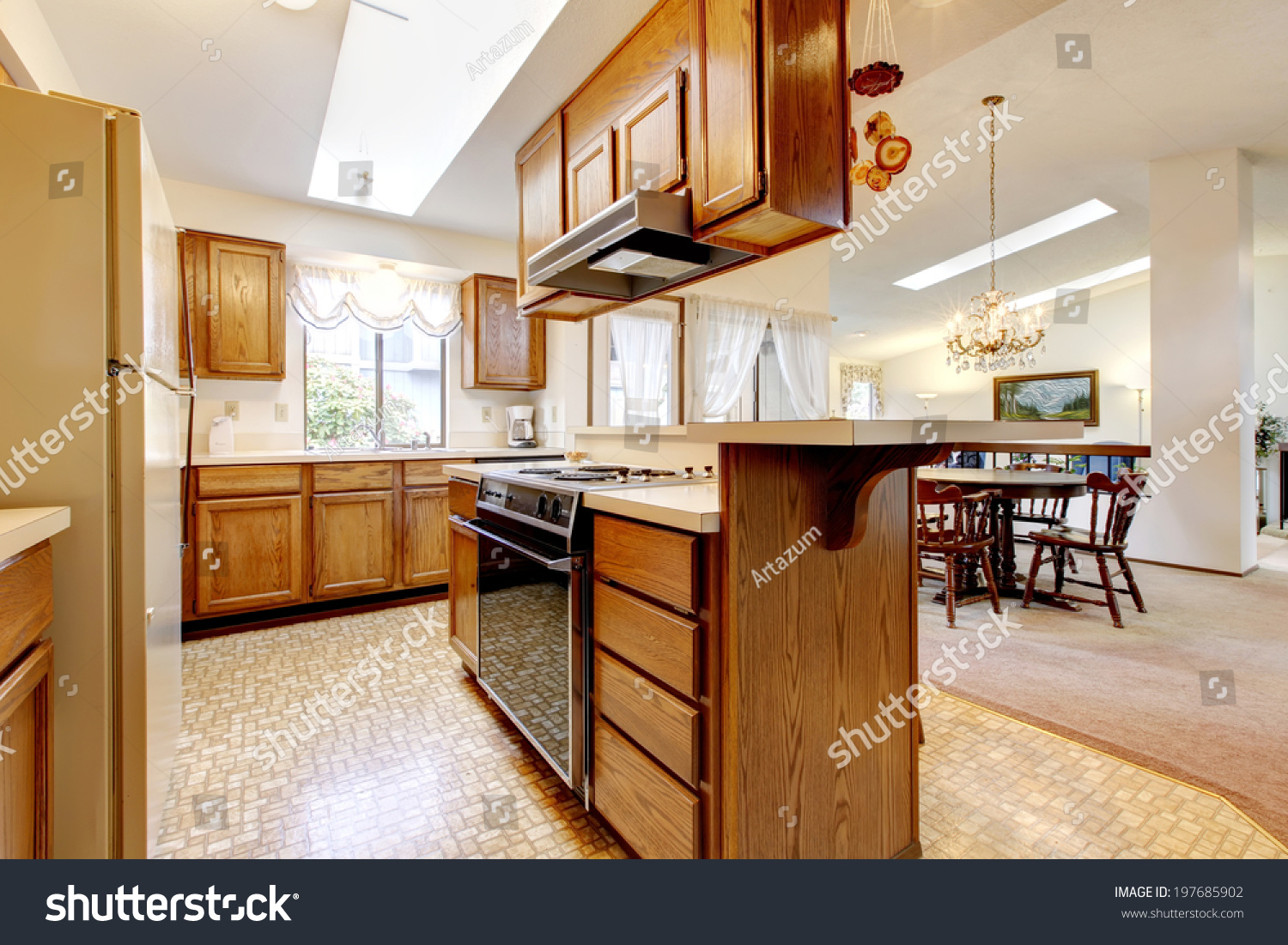 Bright Kitchen Room High Vaulted Ceiling Stock Photo Edit