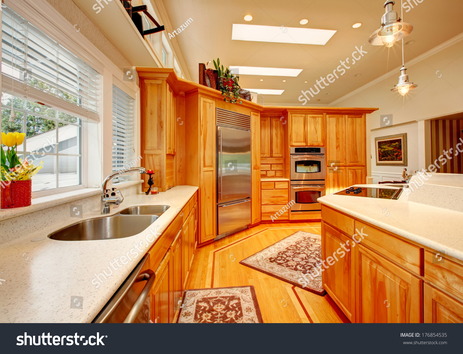 Bright Kitchen Room Light Brown Storage Stock Photo Edit