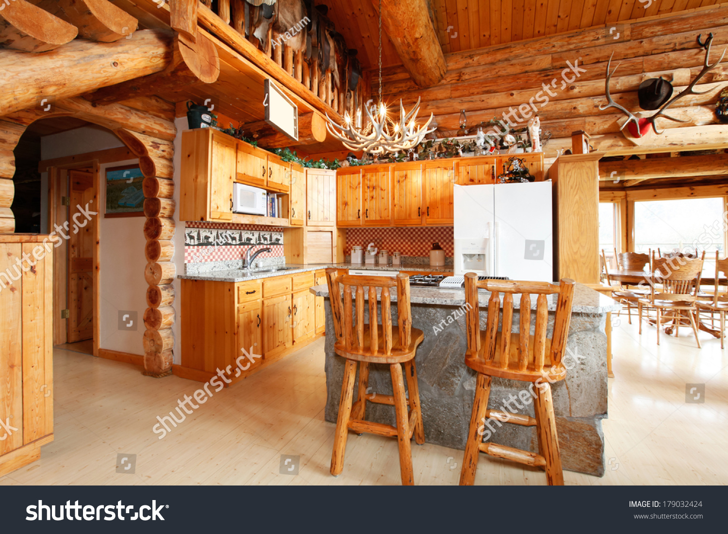 Bright Kitchen Room Rocky Counter Cabinet Stock Photo Edit Now