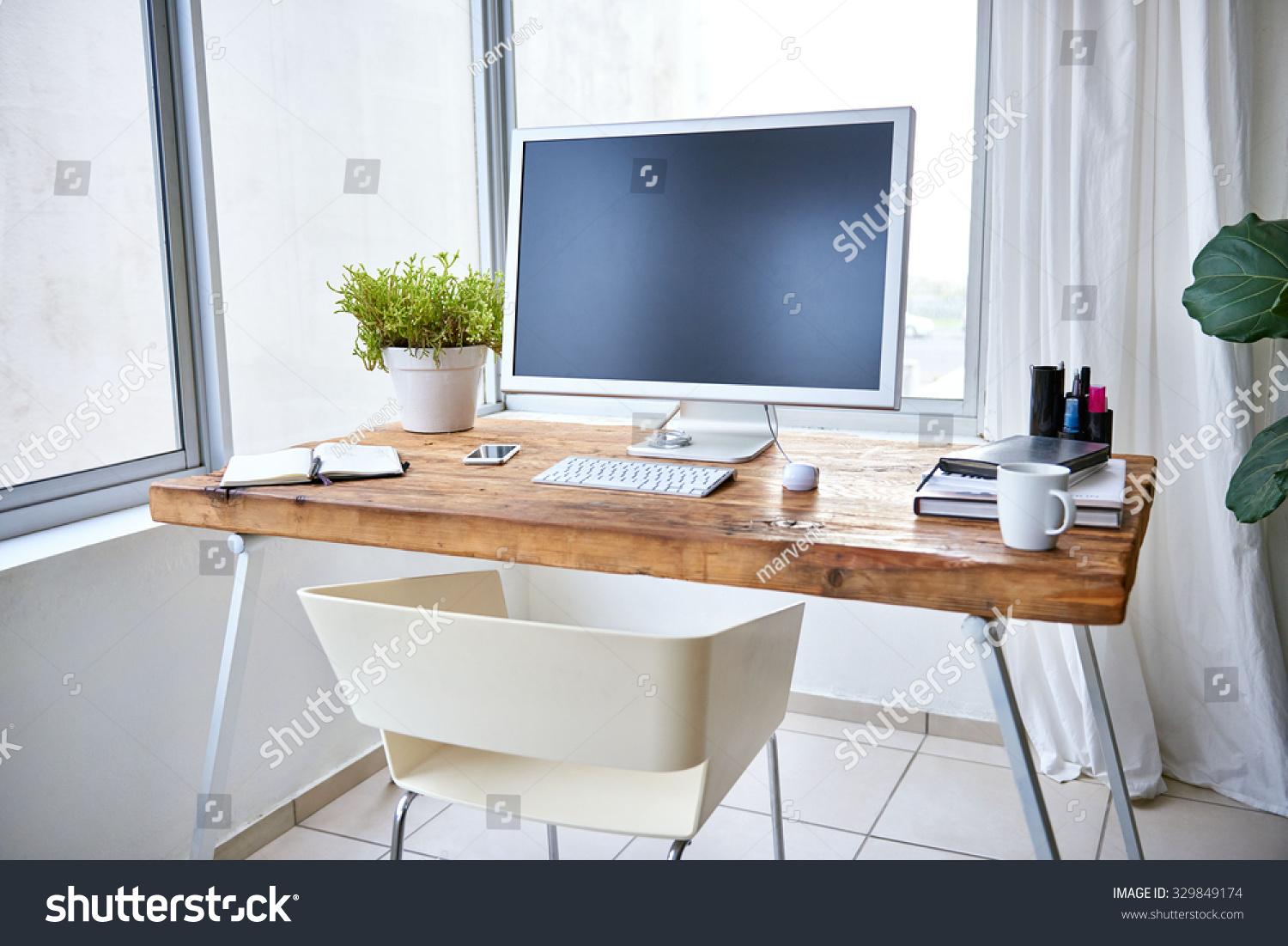 Bright Modern Corner Office Large Windows Stock Photo Edit Now