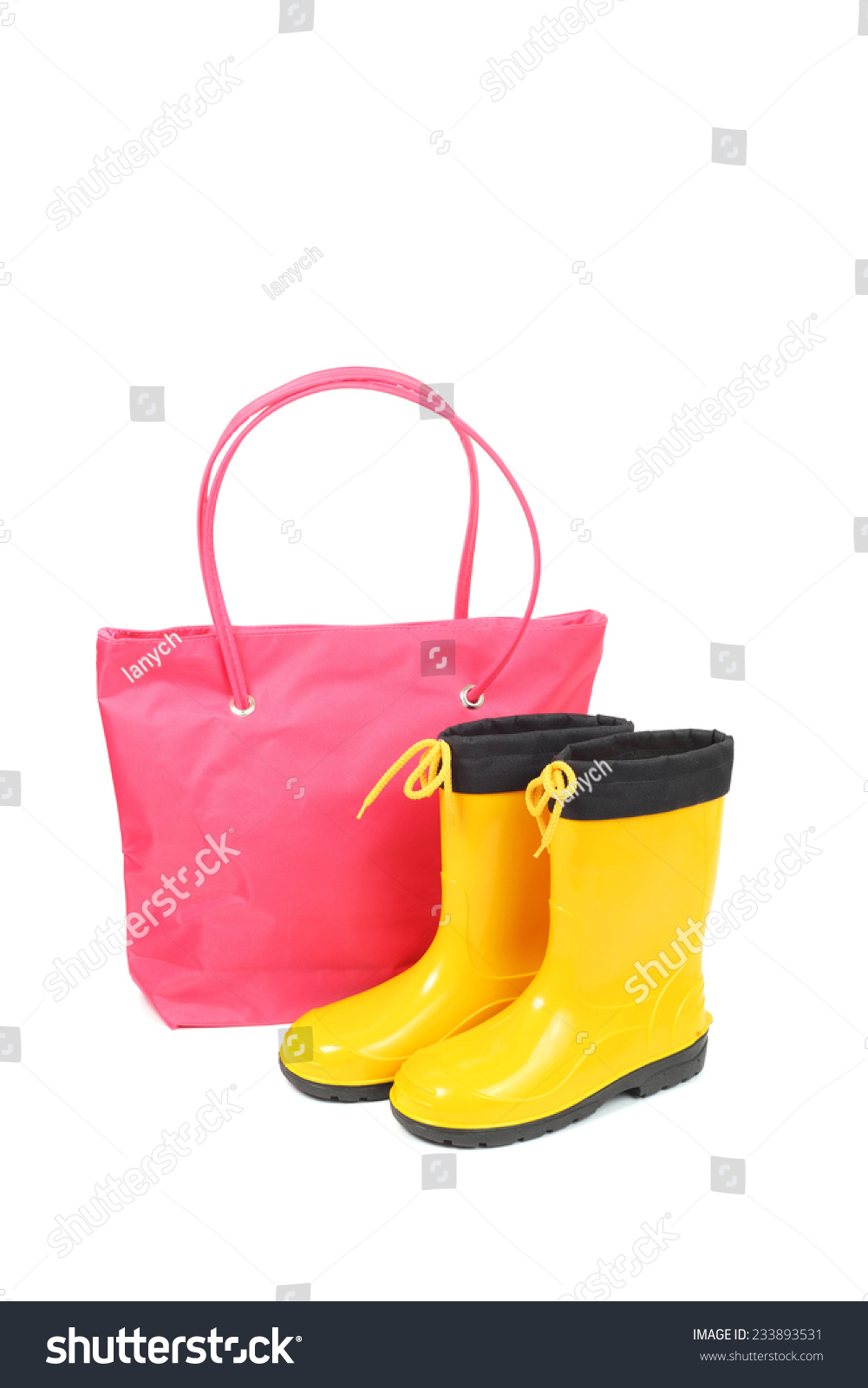 bright pink bag and shoes