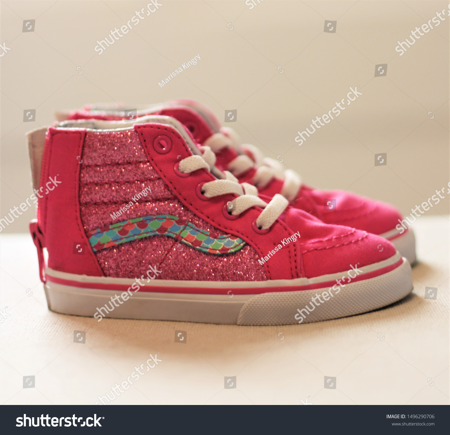 Bright Pink Sparkly Little Girls Shoes 