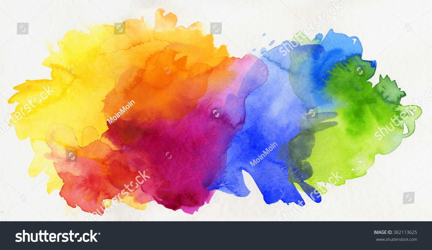 白い紙に明るい虹色の水彩絵の具 のイラスト素材