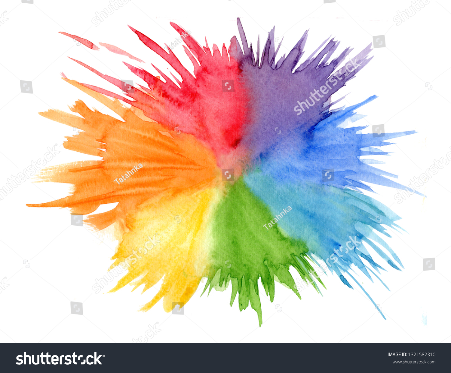 Bright Rainbow Colors Watercolor Rounded Stain Stock Illustration 1321582310