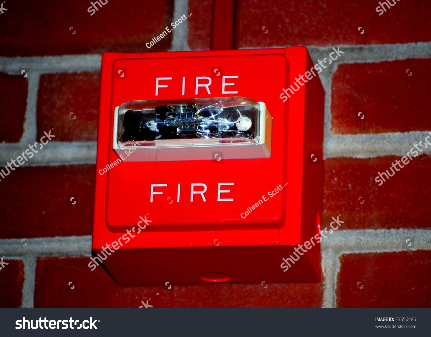 Bright Red Institutional Fire Alarm Light Stock Photo 33556486 ...