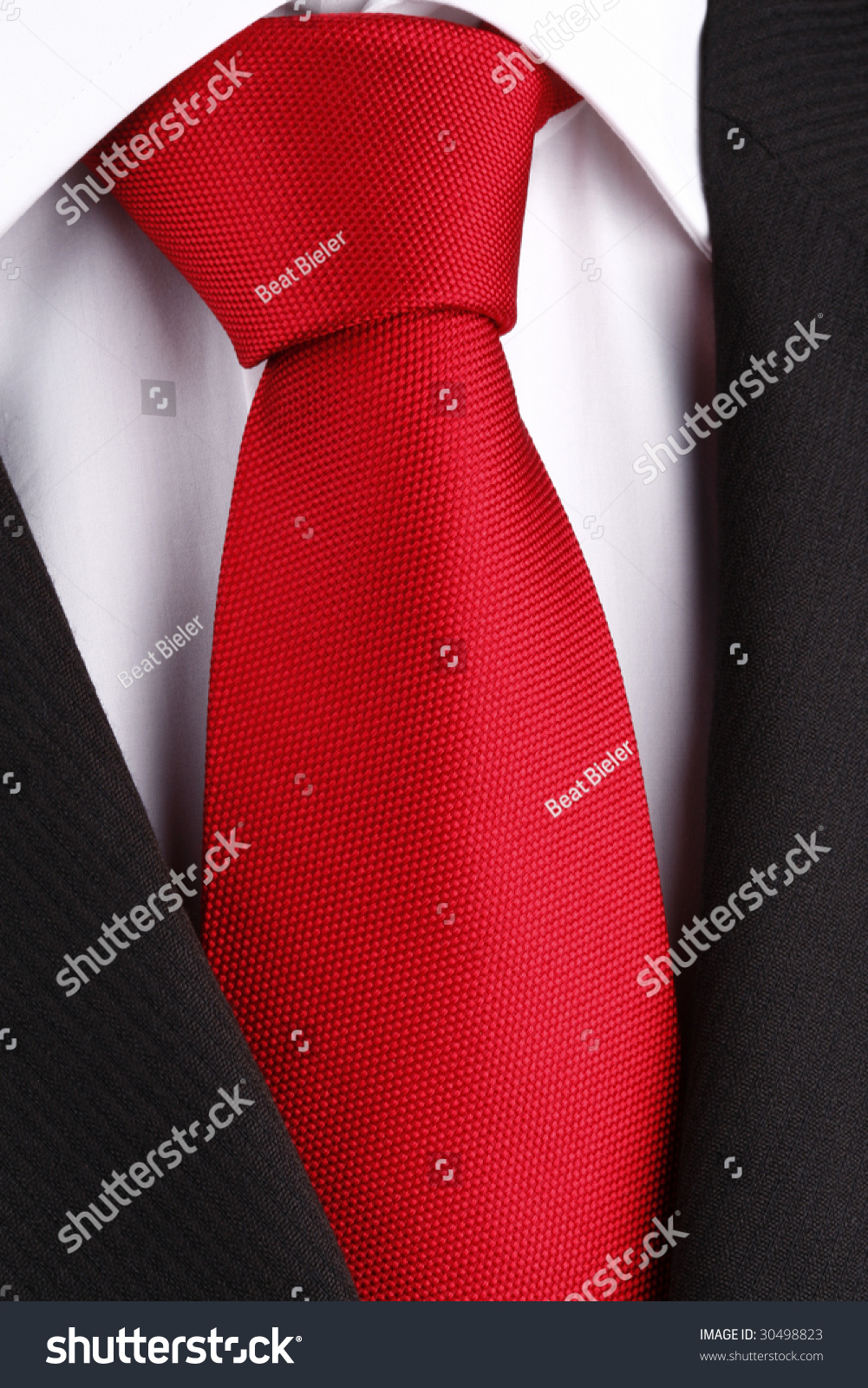 Bright Red Tie On White Shirt Stock Photo 30498823 - Shutterstock