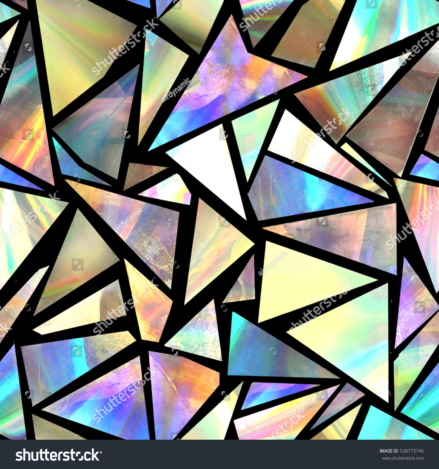 Bright Seamless Pattern Iridescent Triangles On Stock Photo 528773746