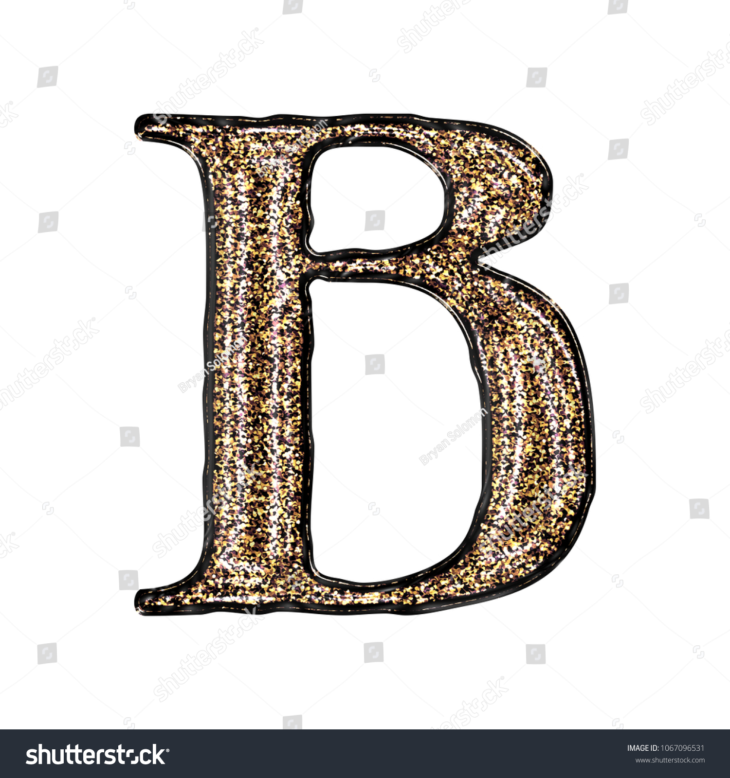 Bright Shiny Gold Glitter Letter B 스톡 일러스트 1067096531