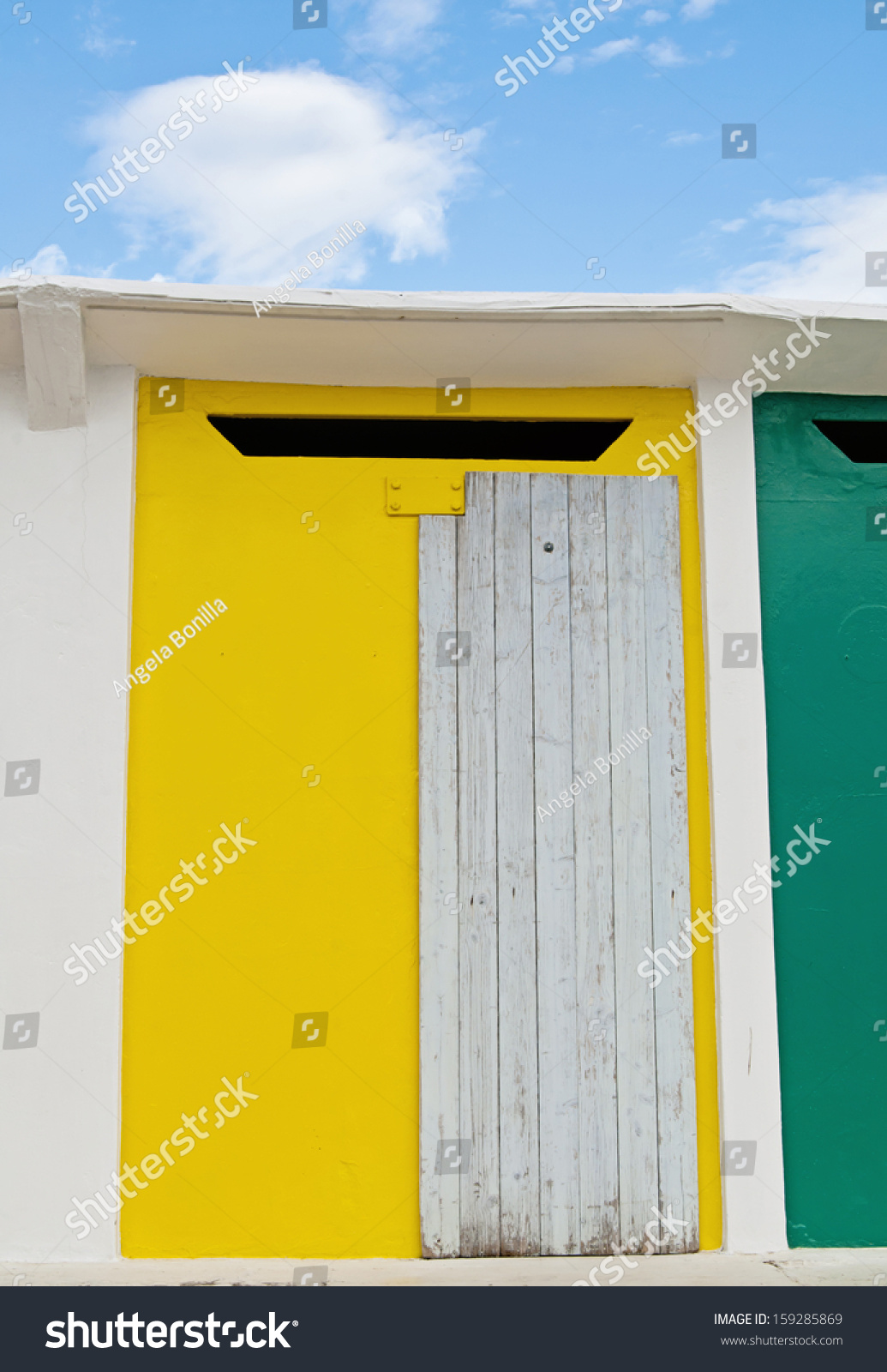 Bright Yellow Beach Changing Hut Cabin Stock Photo Edit Now