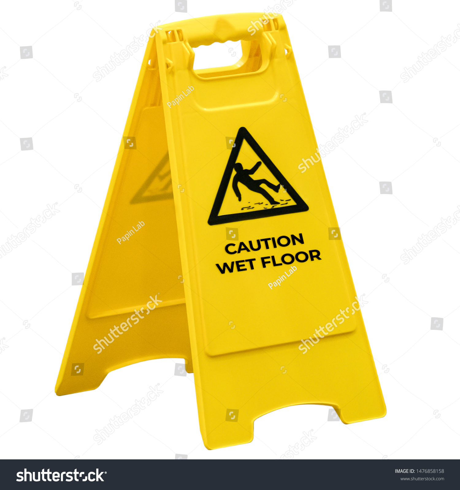 Bright Yellow Sign Icon Falling Man Stock Photo Edit Now 1476858158