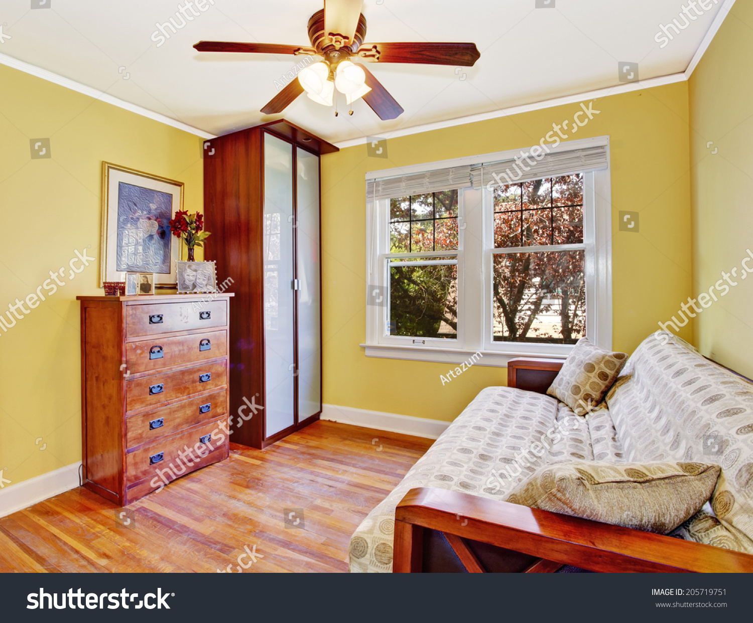 Bright Yellow Small Room Walkin Closet Stock Photo Edit Now