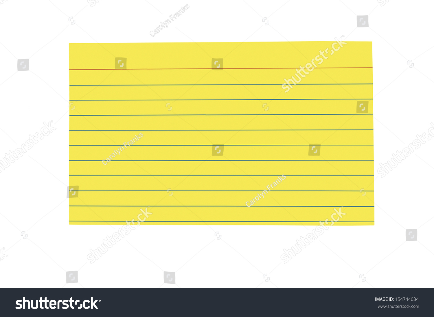 Brightly Colored Blank Index Card/ Horizontal Shot/ Isolated On White ...