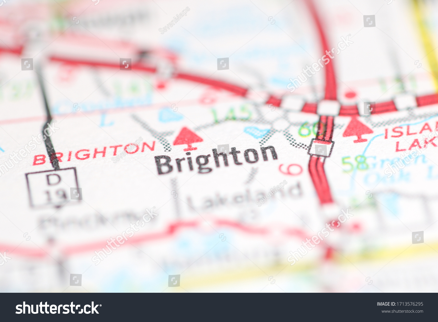 Stock Photo Brighton Michigan Usa On A Geography Map 1713576295 