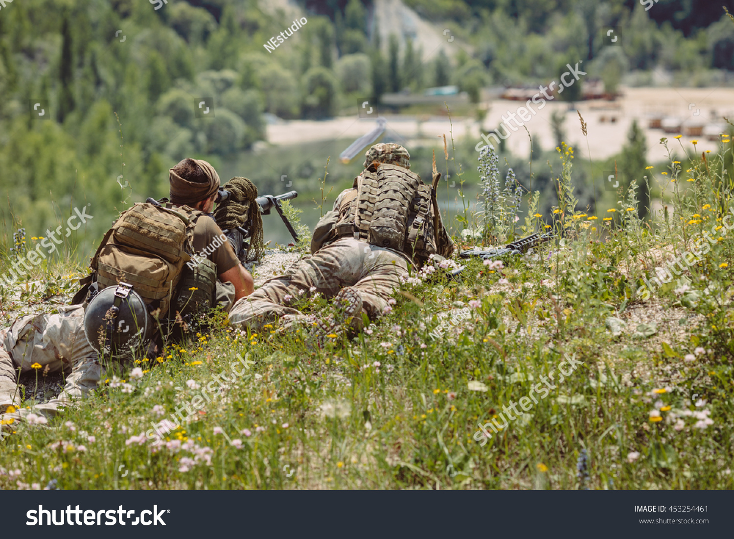 British Army sniper during the military operation in the mountain. war, army, technology