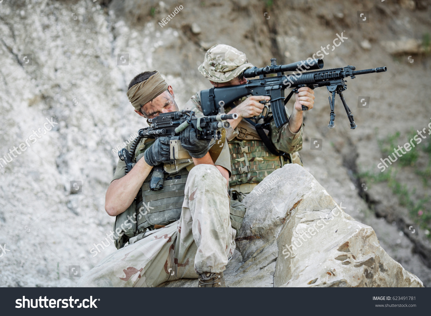 British Army sniper during the military operation in the mountain. war, army, technology