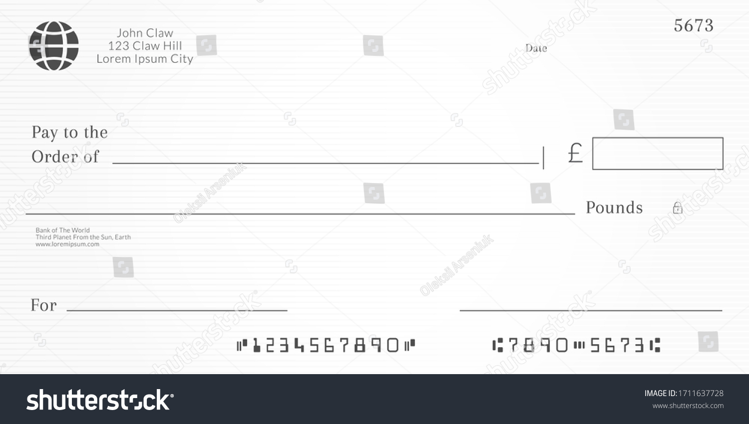 British Checkbook Page Bank Check Template Stock Illustration ...