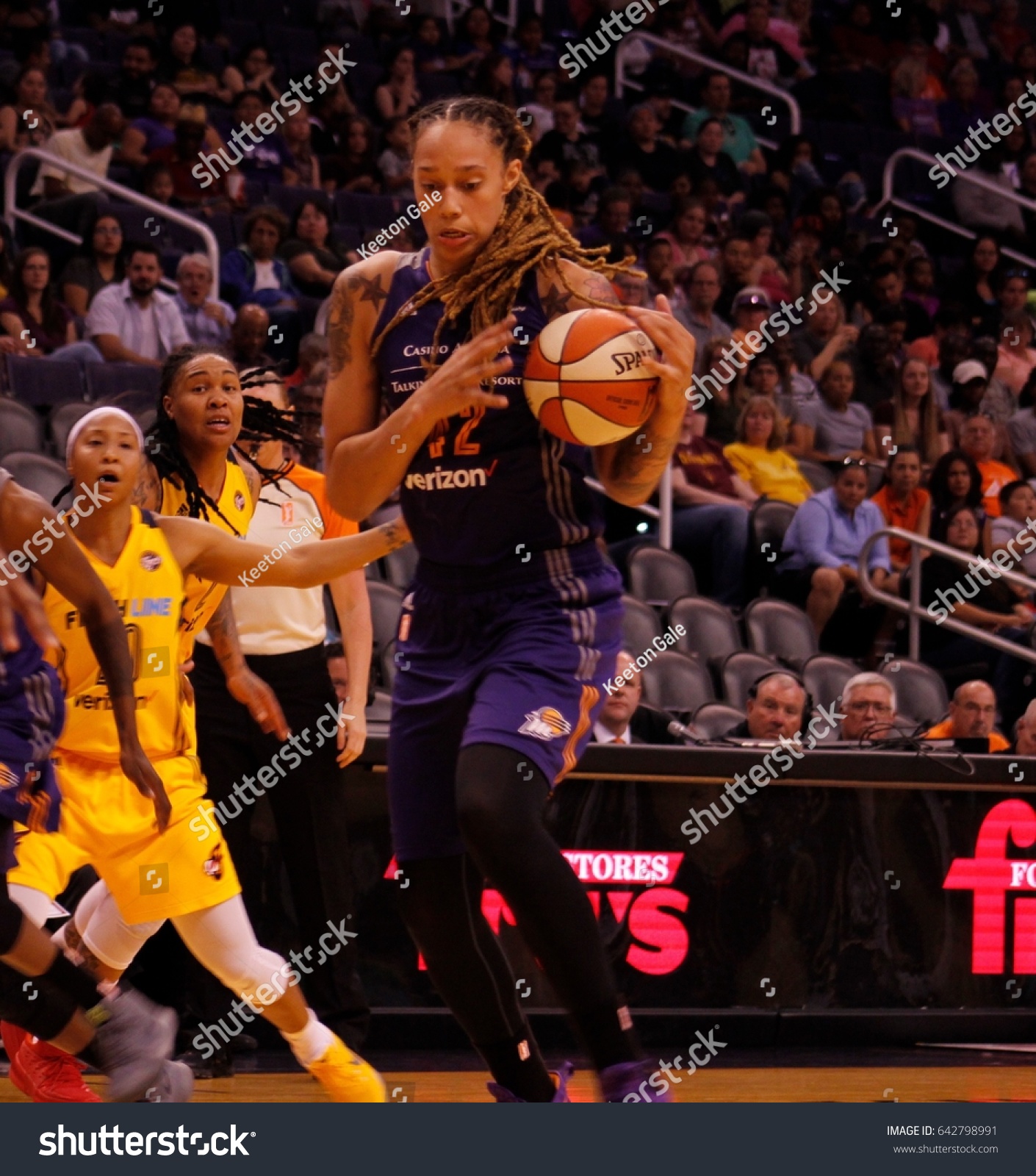 Brittney Griner Center Phoenix Mercury Talking Stock Photo 642798991
