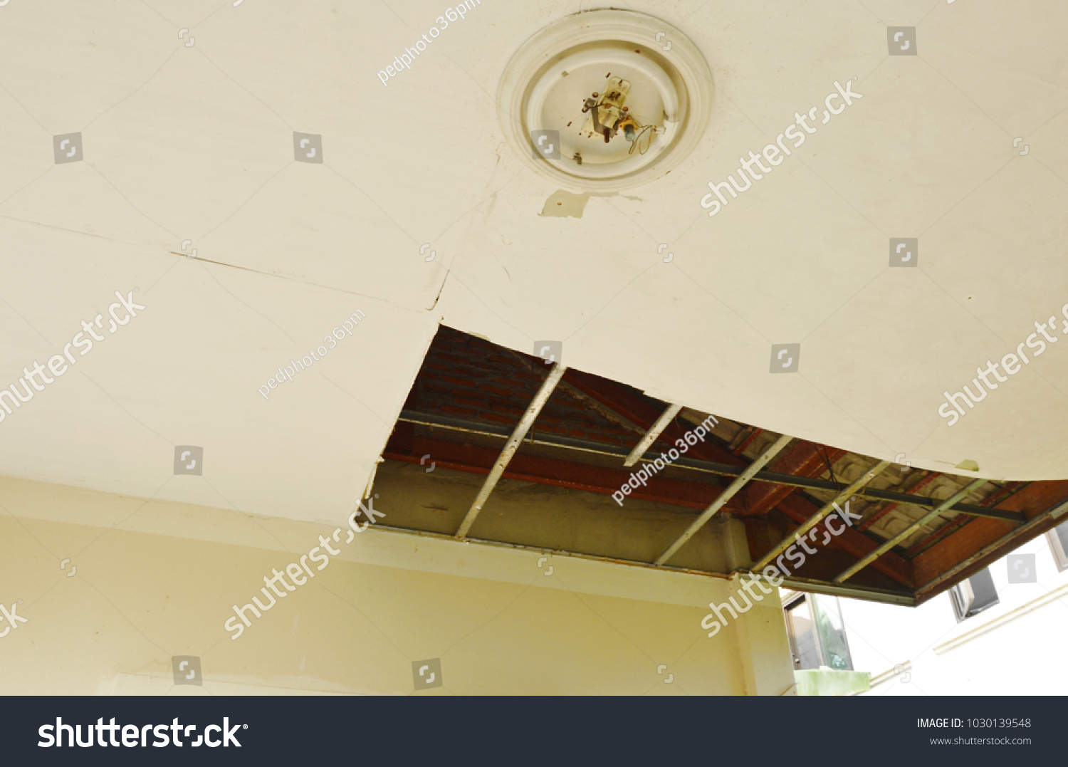 Broken Damage Home Ceiling Falling Down Stock Photo Edit Now