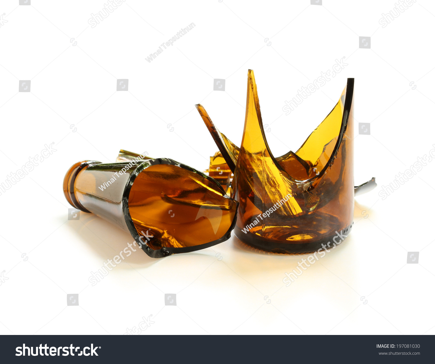 Broken Bottle Isolated On White Background Stock Photo 197081030 ...