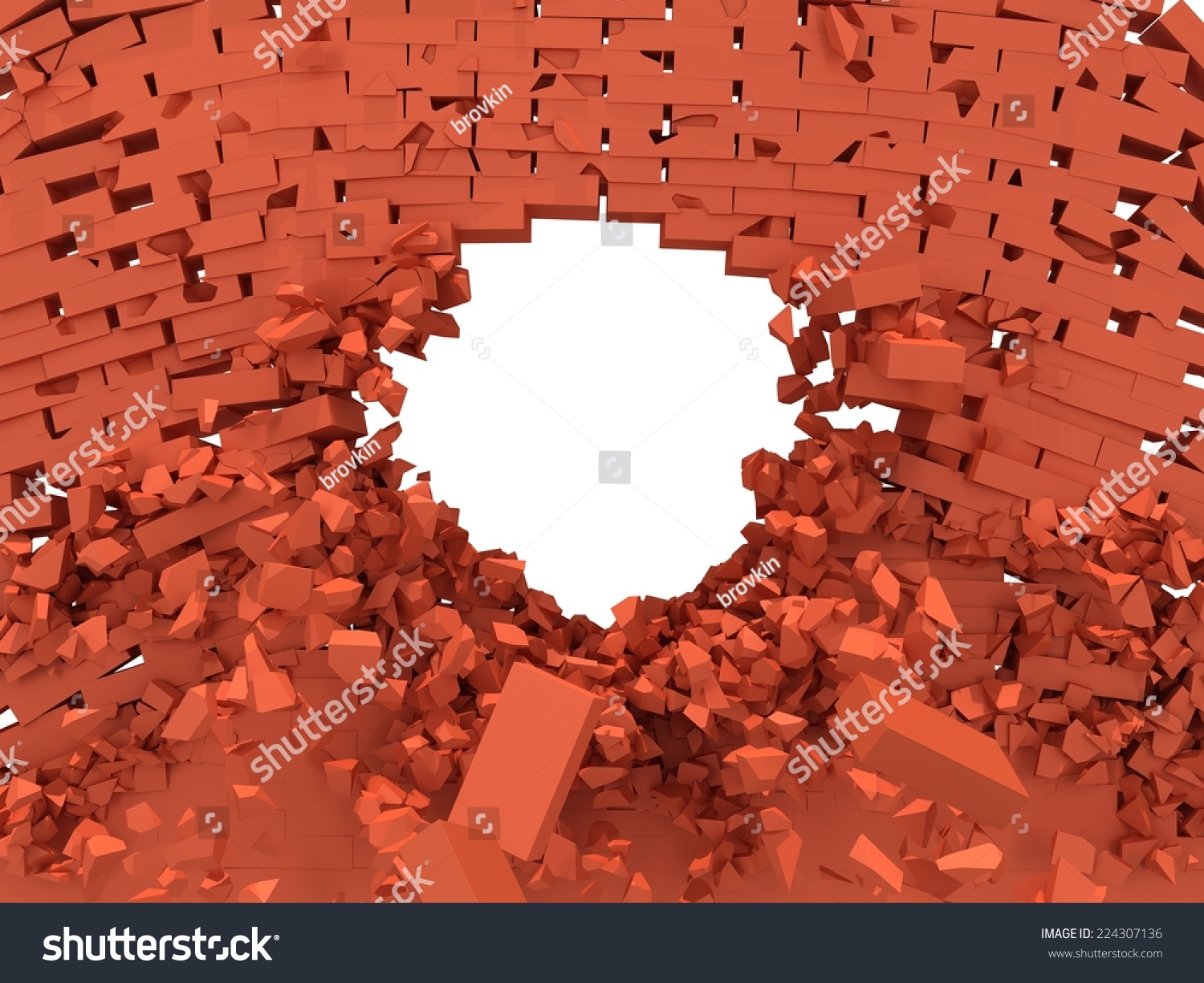 Broken Brick Wall Hole On White Stock Illustration 224307136 - Shutterstock