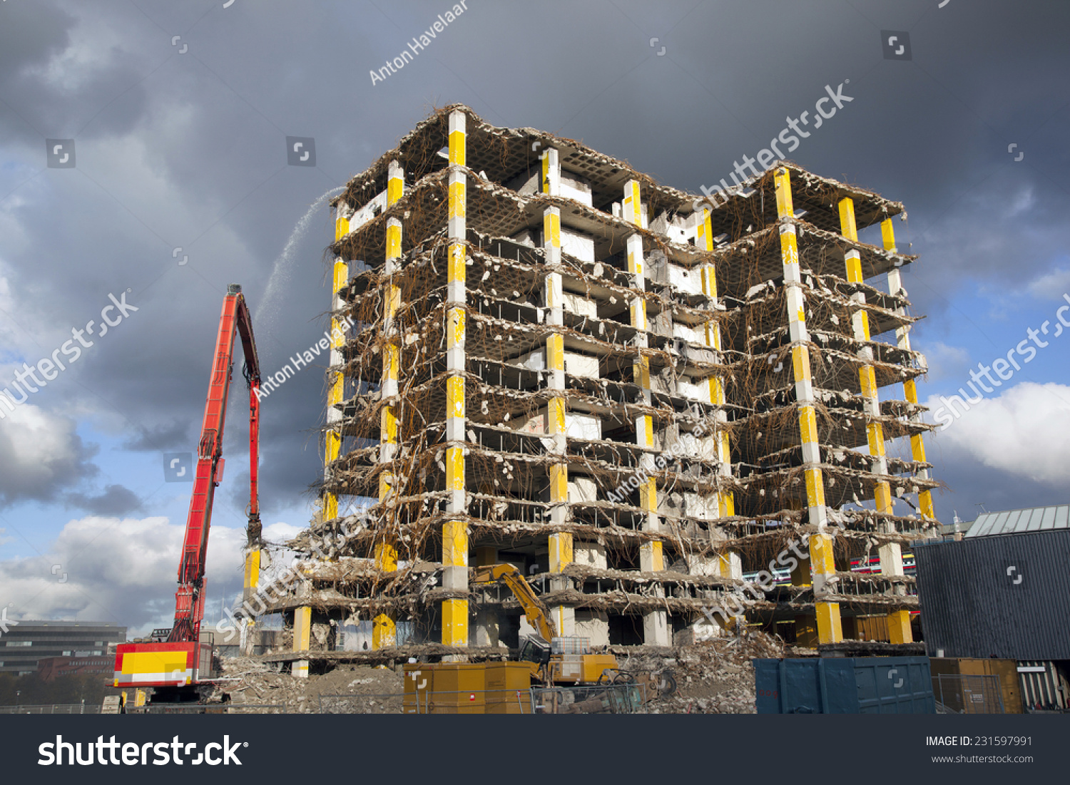 Broken Down Large Building During Demolition Stock Photo 231597991 ...