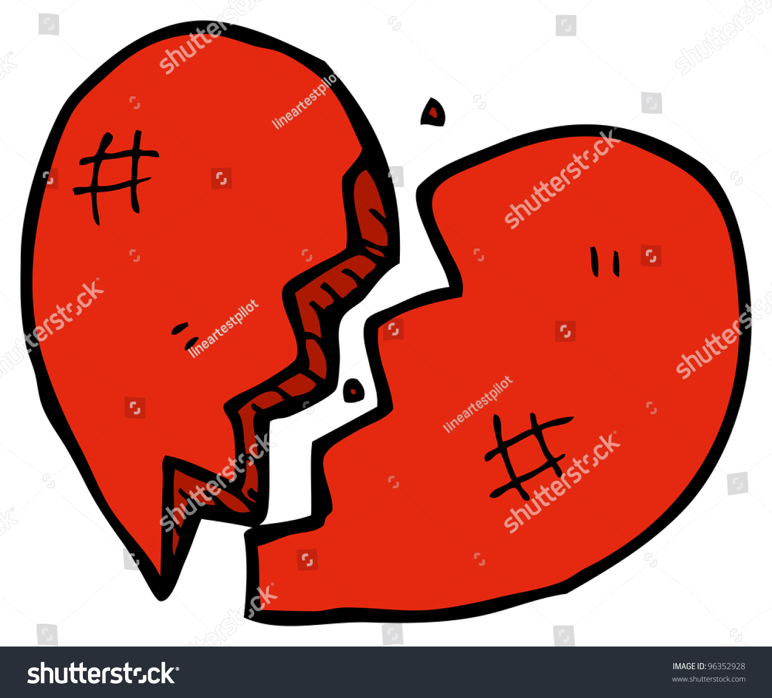 Broken Heart Cartoon Stock Illustration 96352928 - Shutterstock