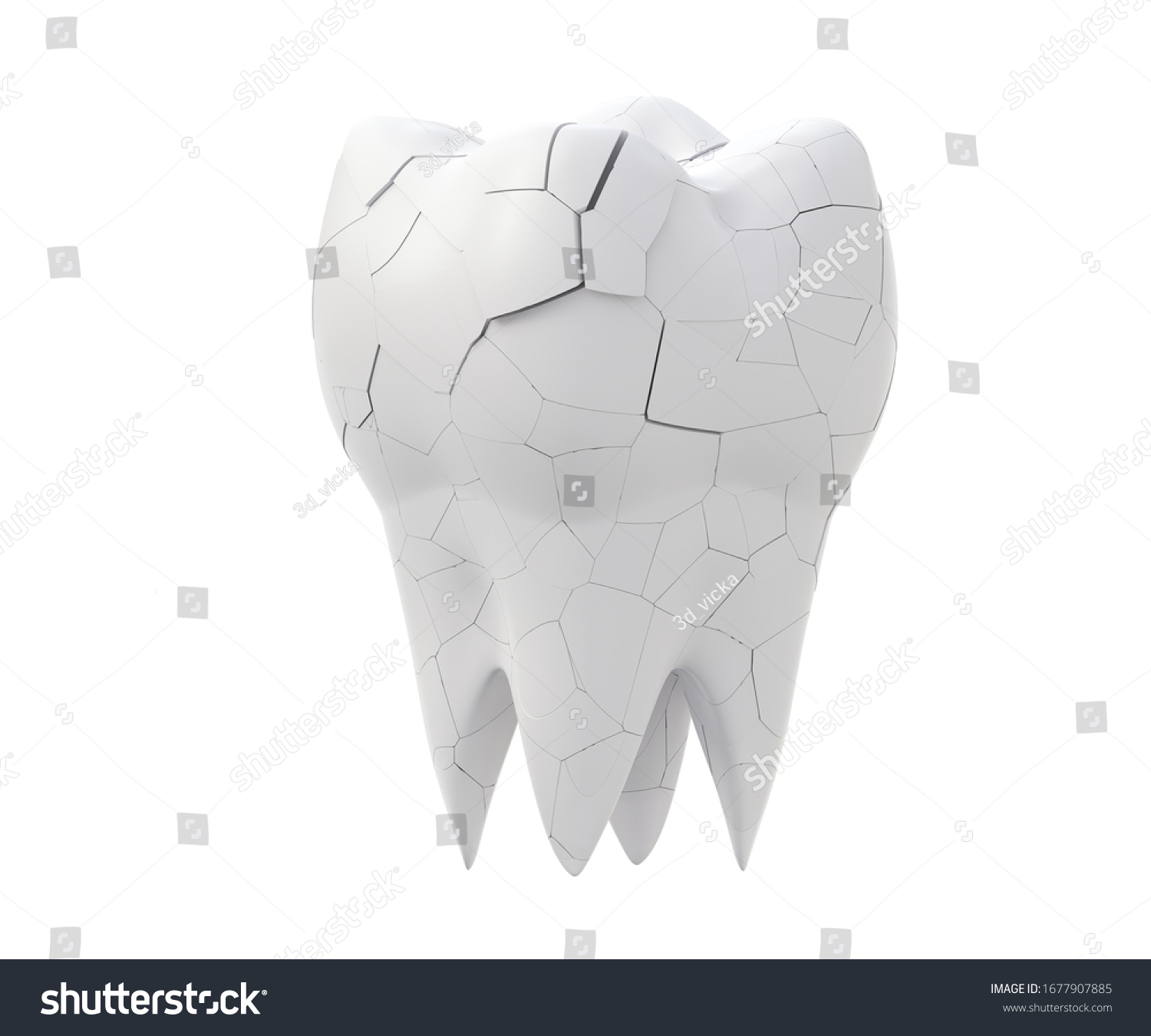 Broken Molars Tooth Whole Tooth Isolated Stock Illustration 1677907885
