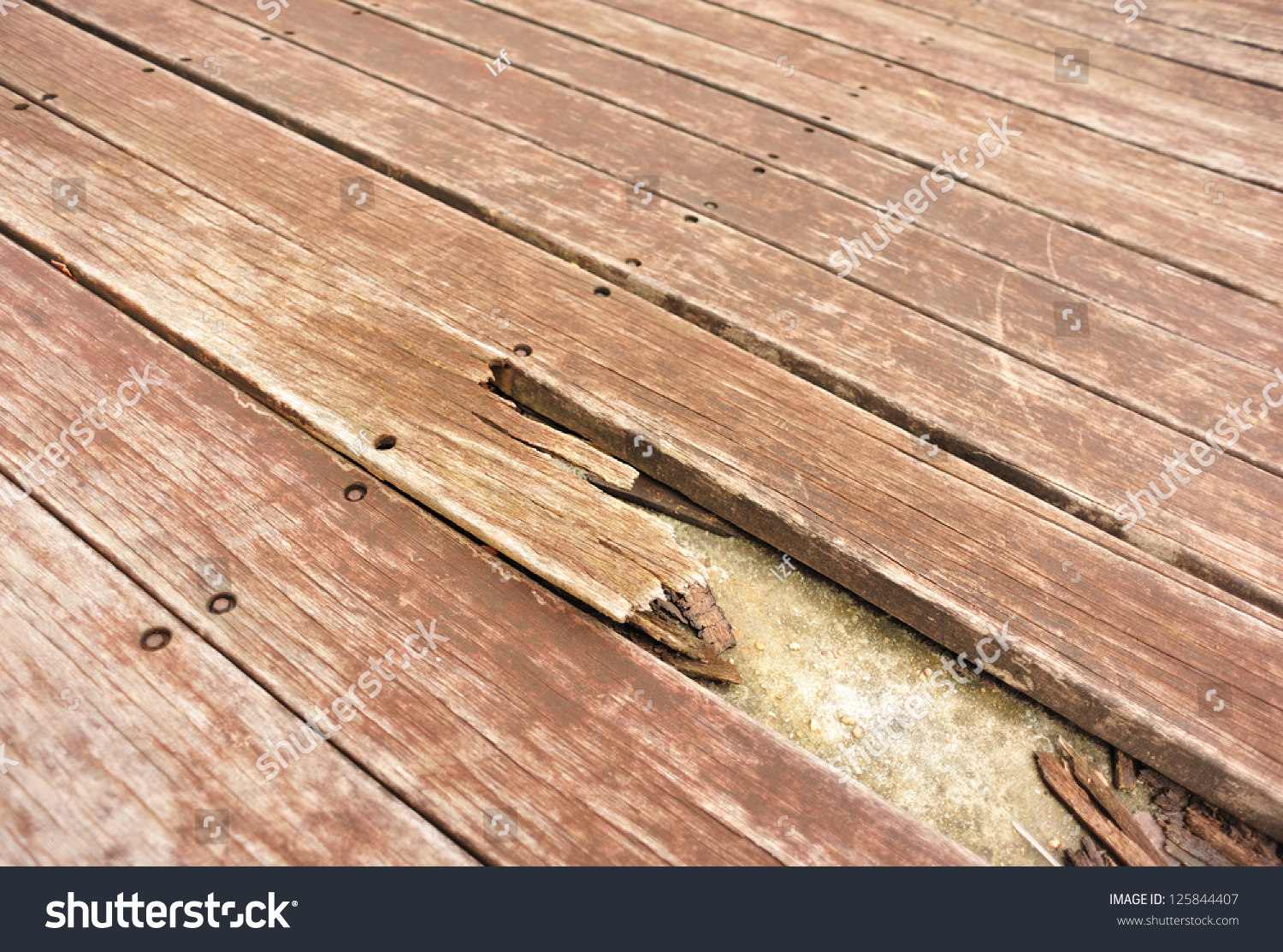 Broken Wood Deck Stock Photo 125844407 : Shutterstock