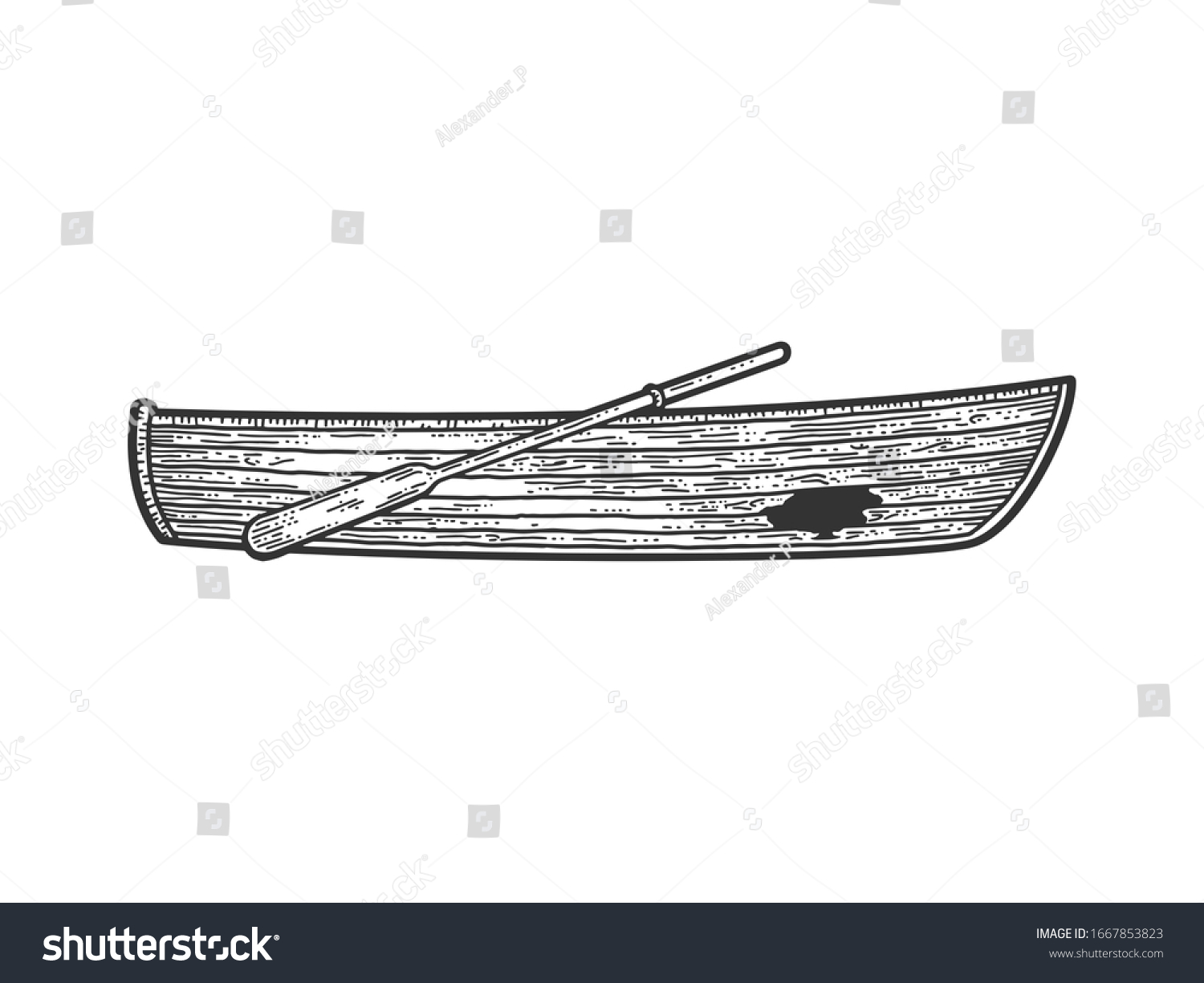 Broken Wooden Boat Sketch Engraving Raster Stock Illustration ...