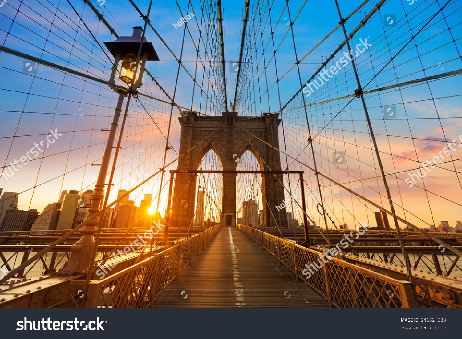 Brooklyn Bridge Sunset New York Manhattan Stock Photo 246521383 ...