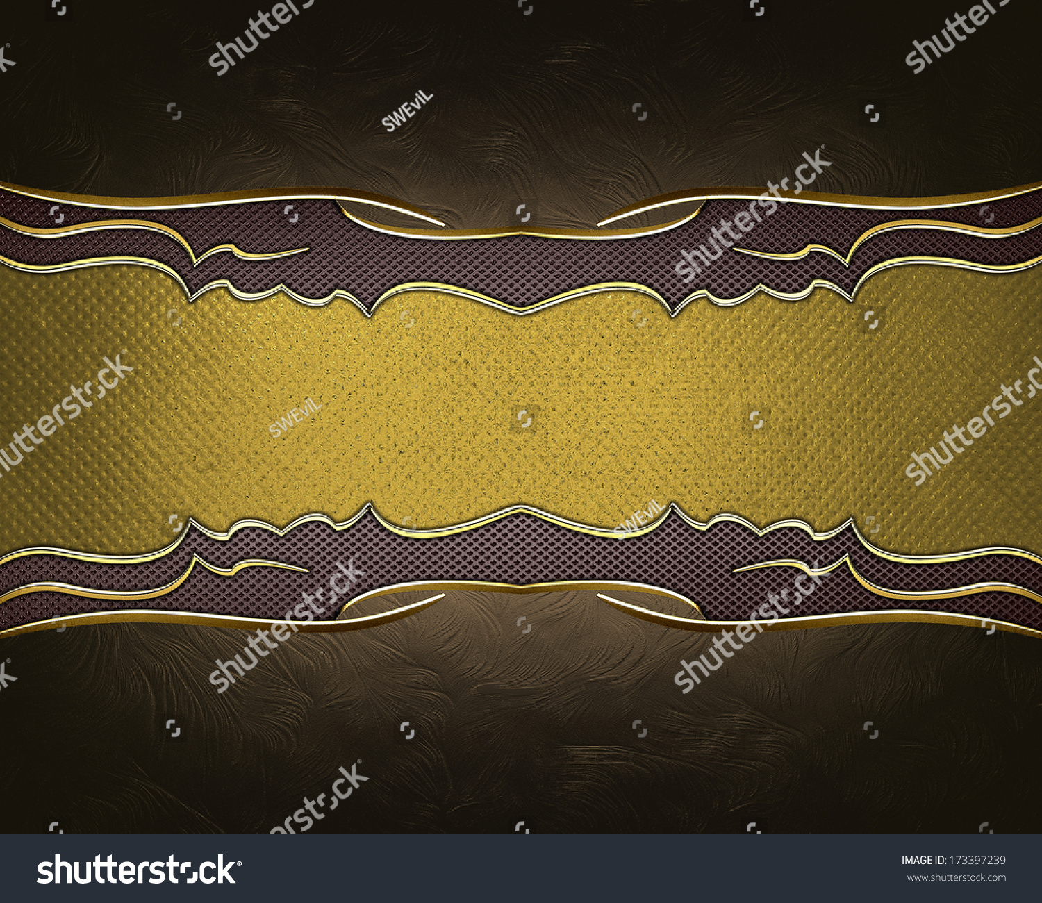 Brown Background Gold Name Plate Design Stock Illustration