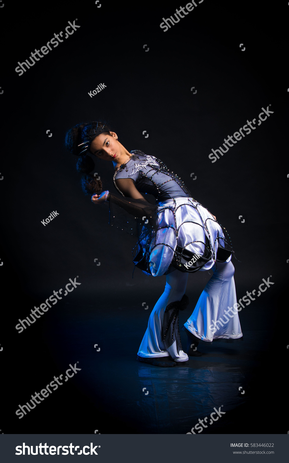 Brunette Girl Dancing Suit Queen Spider Stock Photo Edit Now