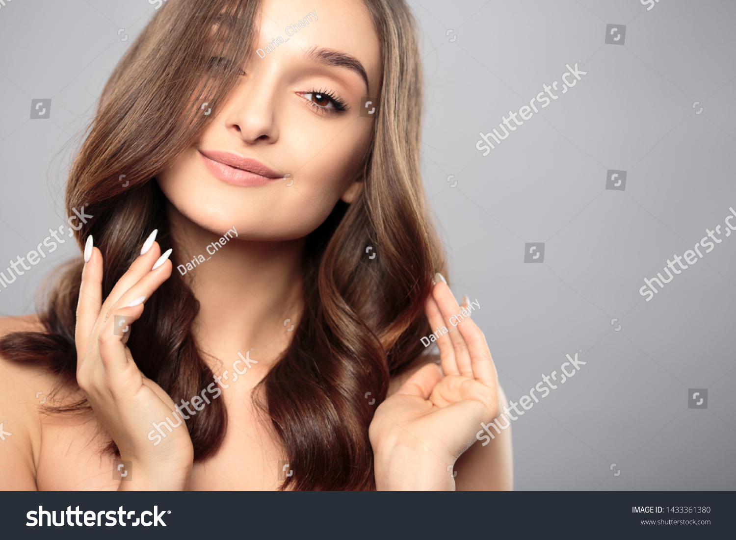 Brunette Girl Healthy Curly Hair Natural Stock Photo Edit Now