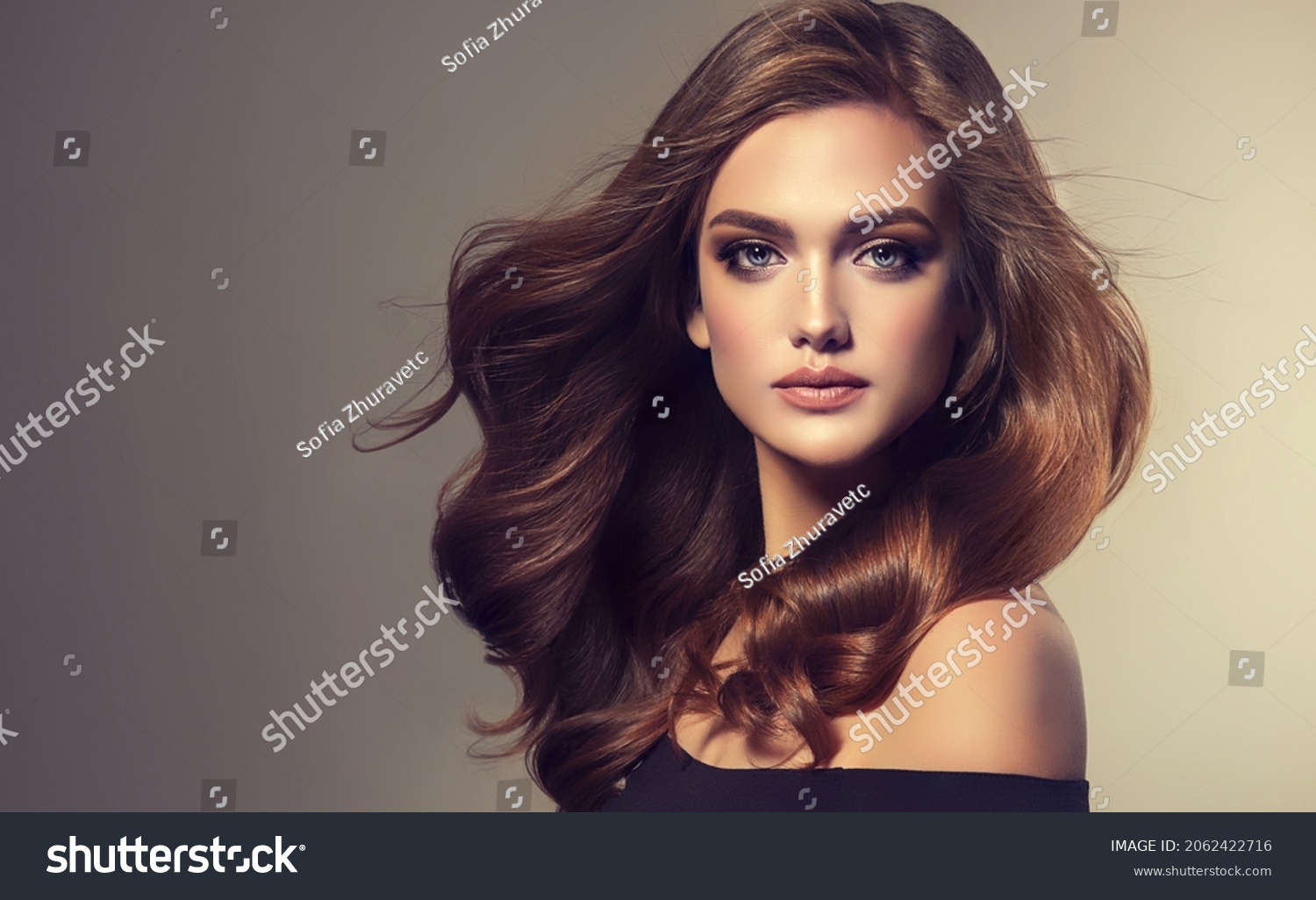 Brunette Girl Long Shiny Curly Hair Stock Photo Shutterstock