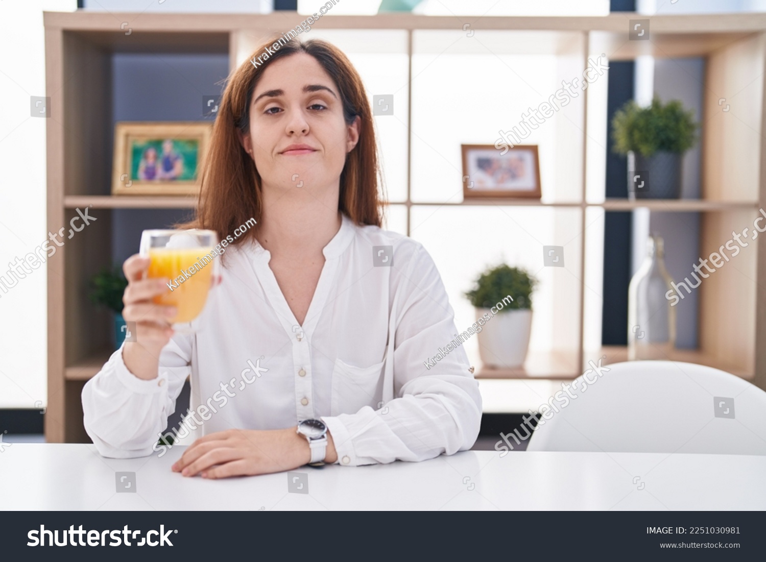  Light Gray Classic  Template Design Featuring Brunette Woman Drinking